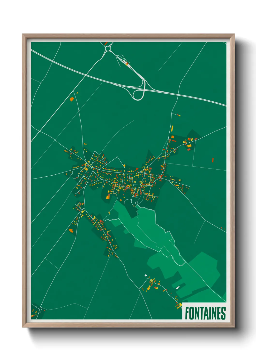 Une affiche de carte sur Fontaines