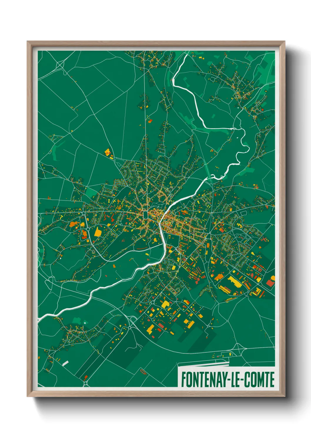 Une affiche de carte sur Fontenay-le-Comte