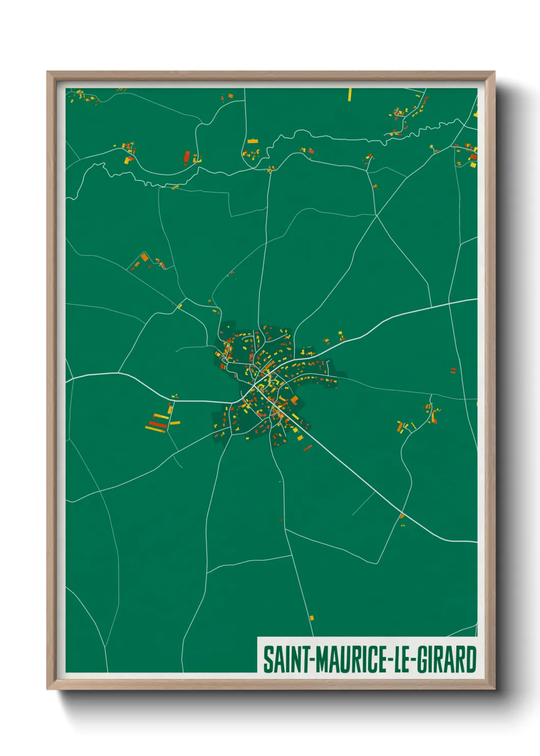 Une affiche de carte sur Saint-Maurice-le-Girard