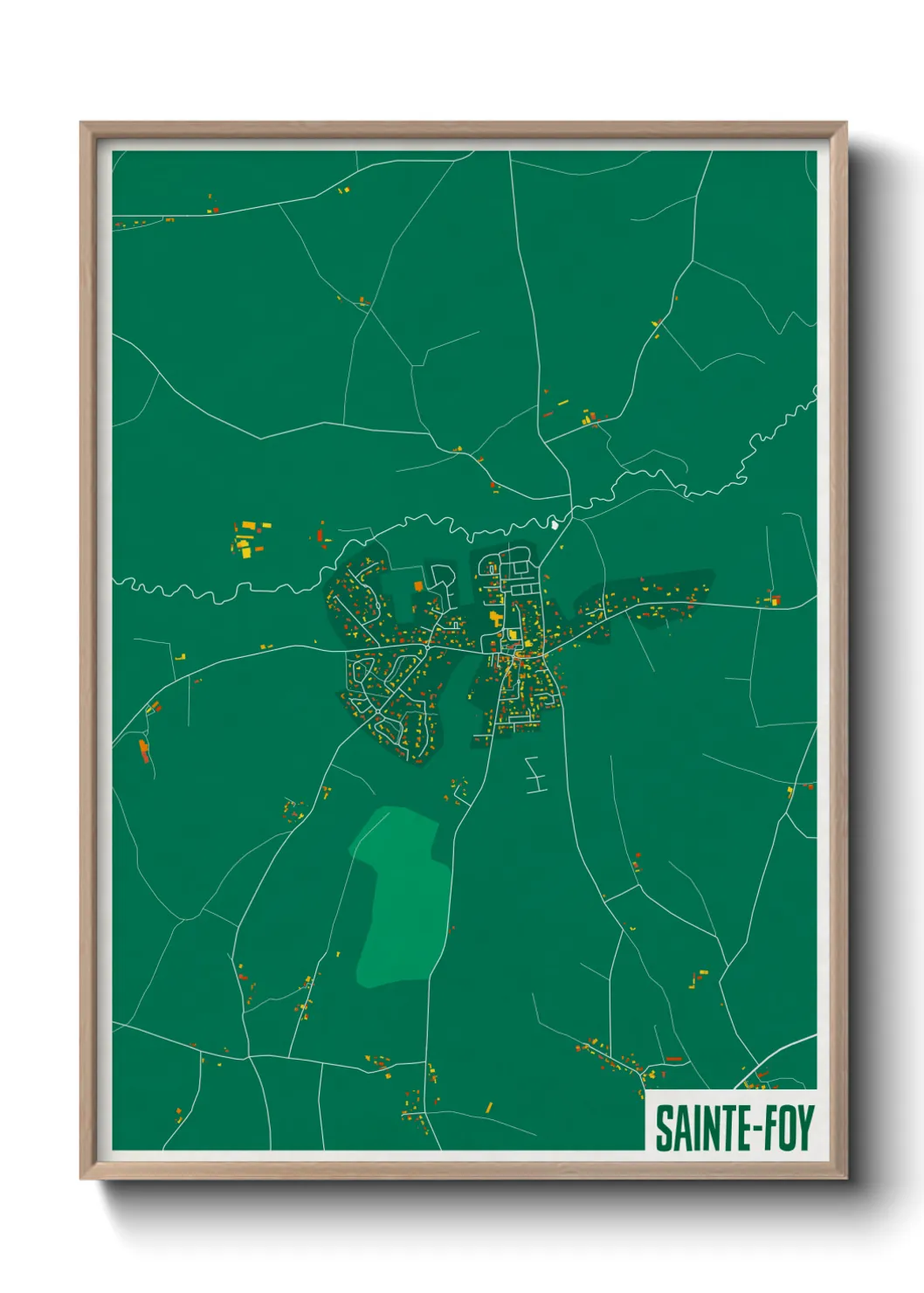 Une affiche de carte sur Sainte-Foy