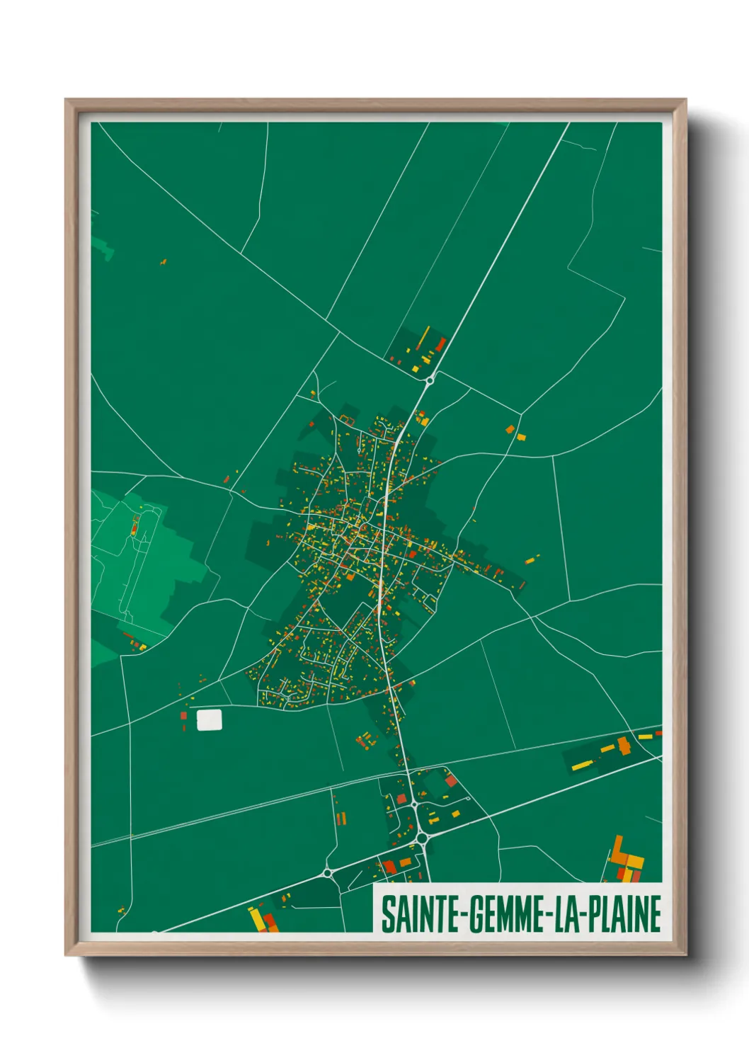 Une affiche de carte sur Sainte-Gemme-la-Plaine