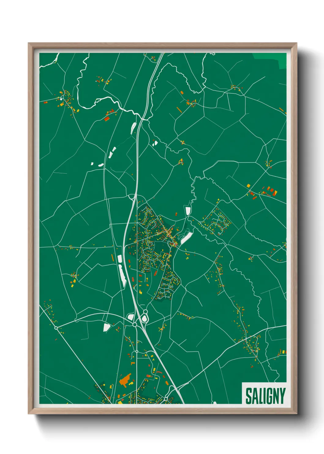 Une affiche de carte sur Saligny