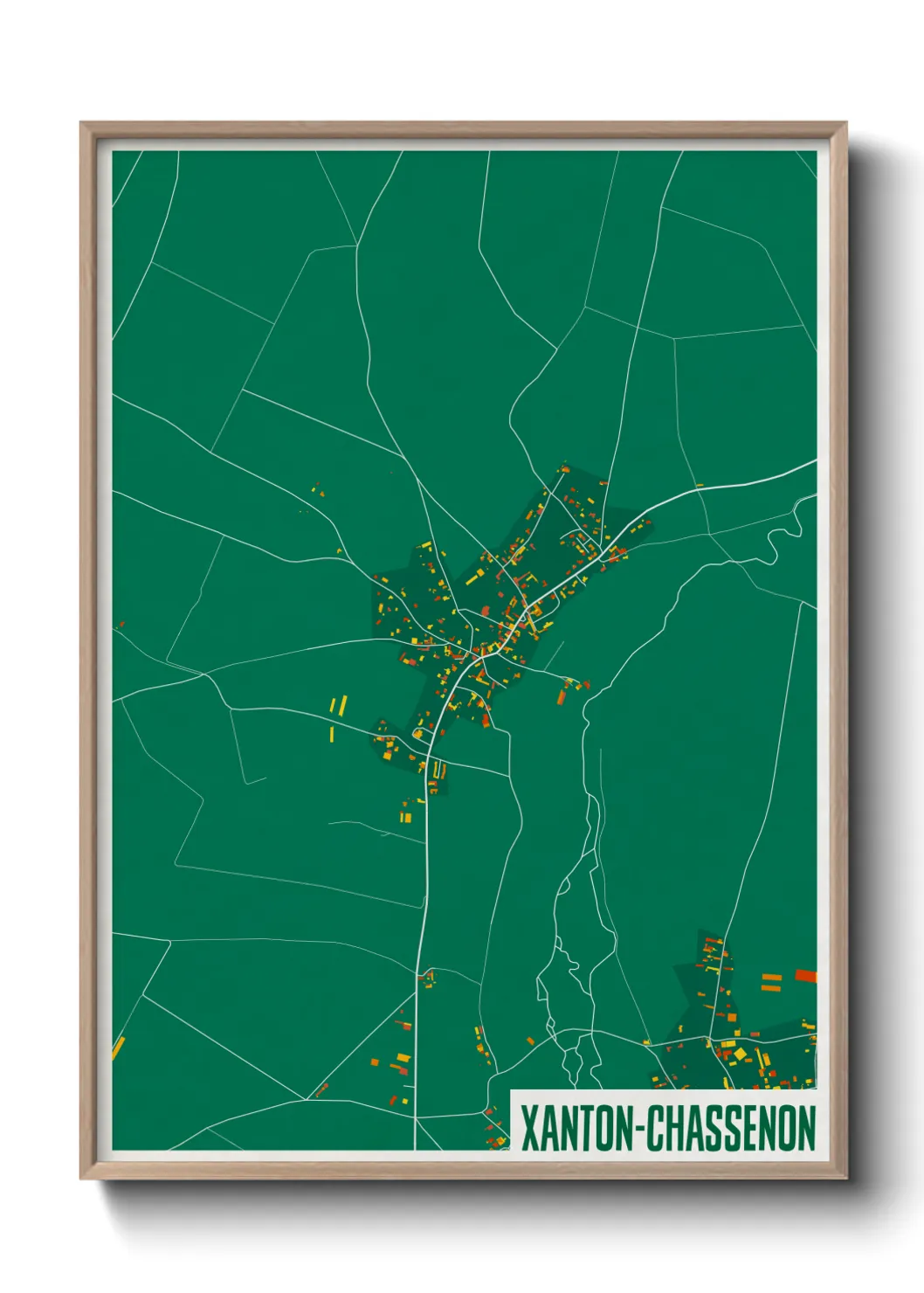 Une affiche de carte sur Xanton-Chassenon