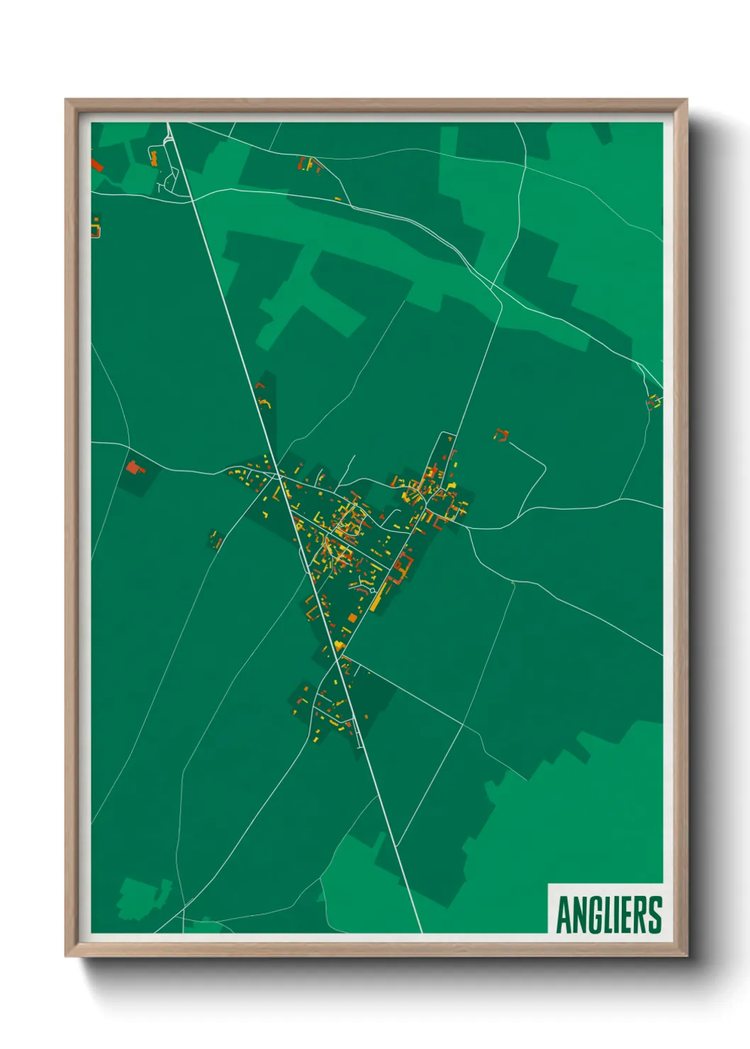 Une affiche de carte sur Angliers