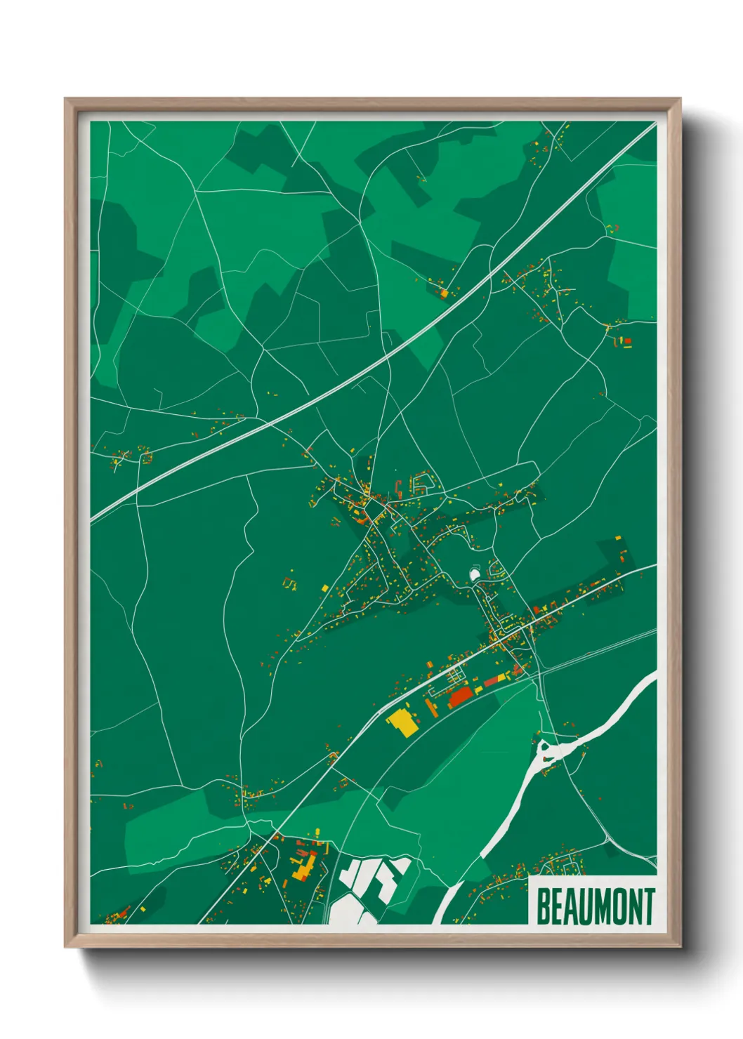 Une affiche de carte sur Beaumont