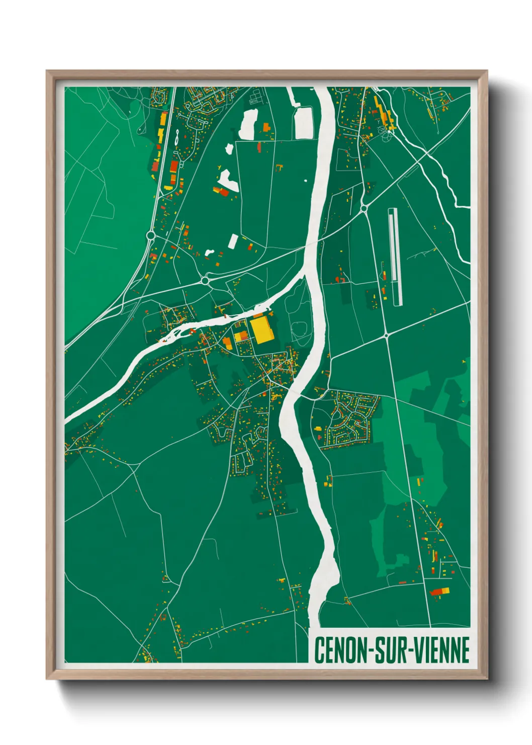 Une affiche de carte sur Cenon-sur-Vienne