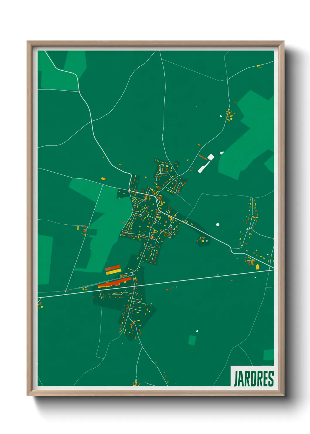Une affiche de carte sur Jardres