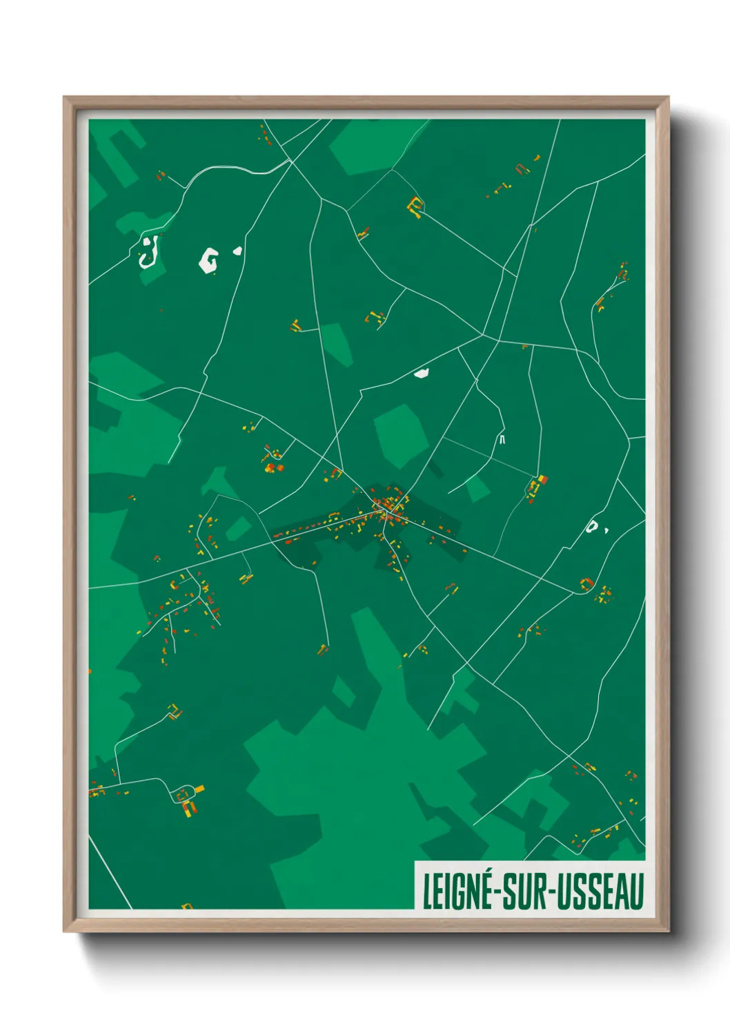 Une affiche de carte sur Leigné-sur-Usseau
