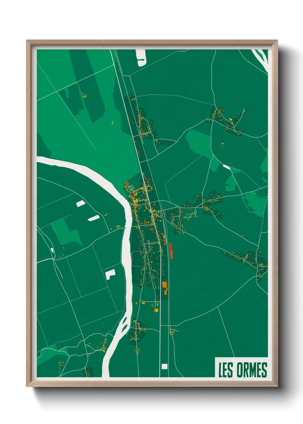 Une affiche de carte sur Les Ormes