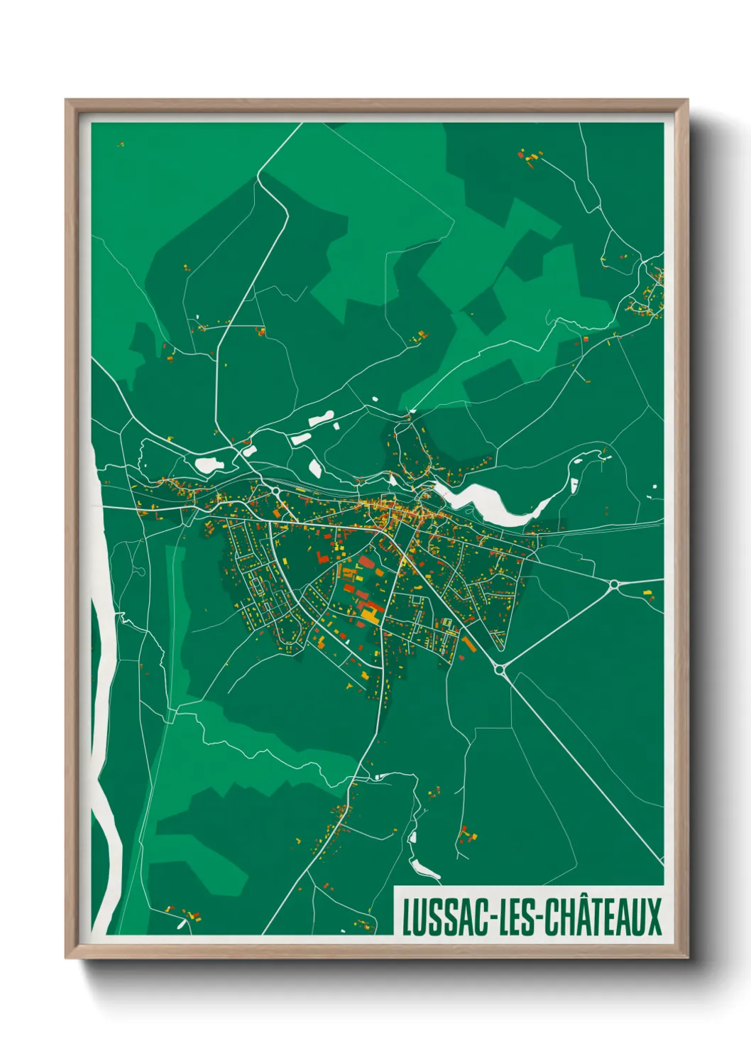 Une affiche de carte sur Lussac-les-Châteaux
