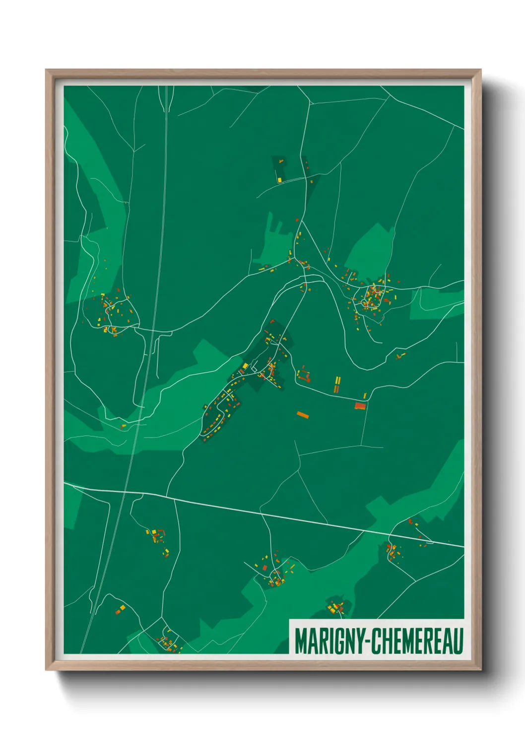 Une affiche de carte sur Marigny-Chemereau