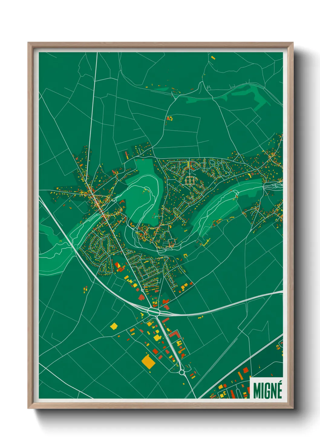 Une affiche de carte sur Migné