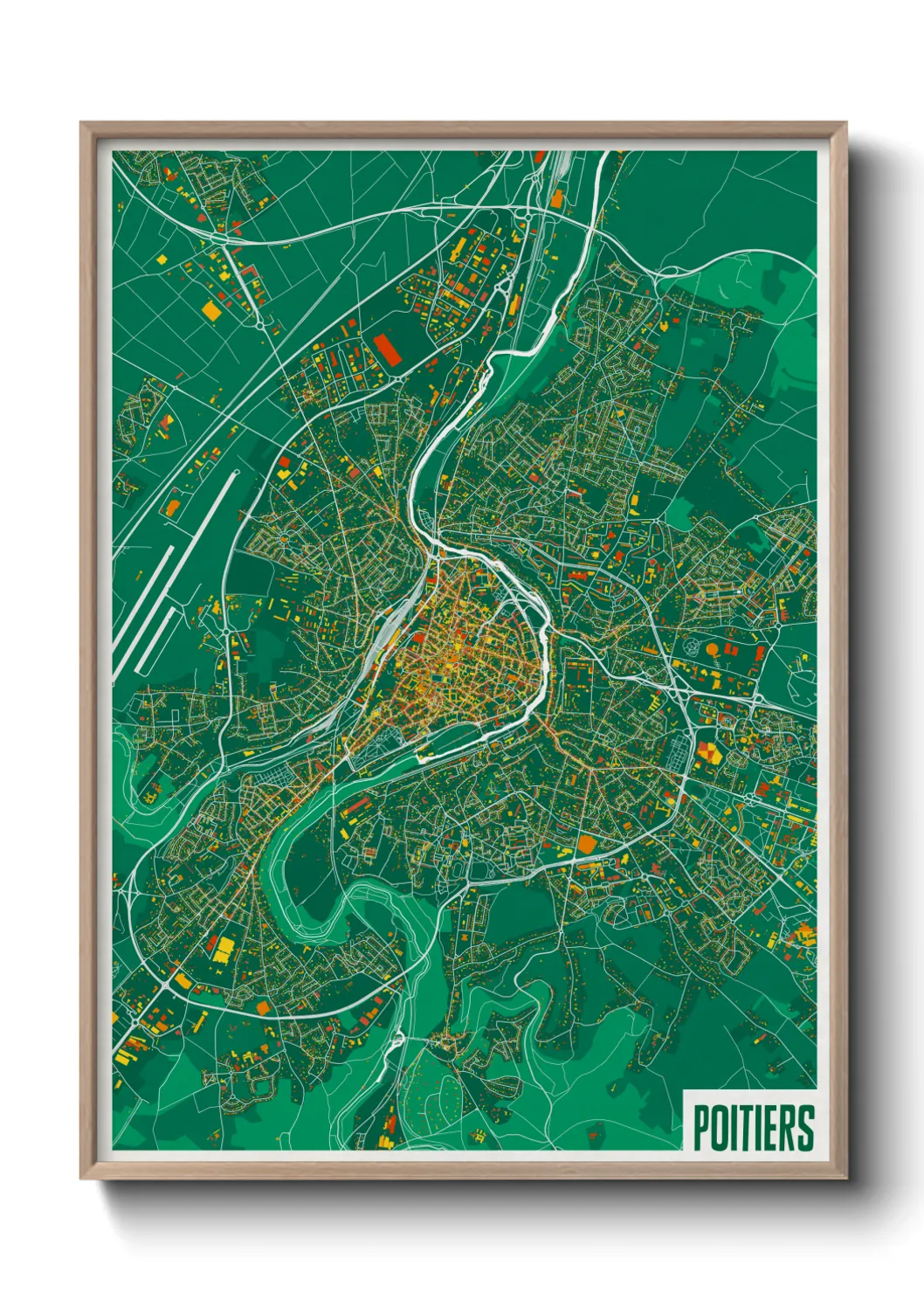 Une affiche de carte sur Poitiers