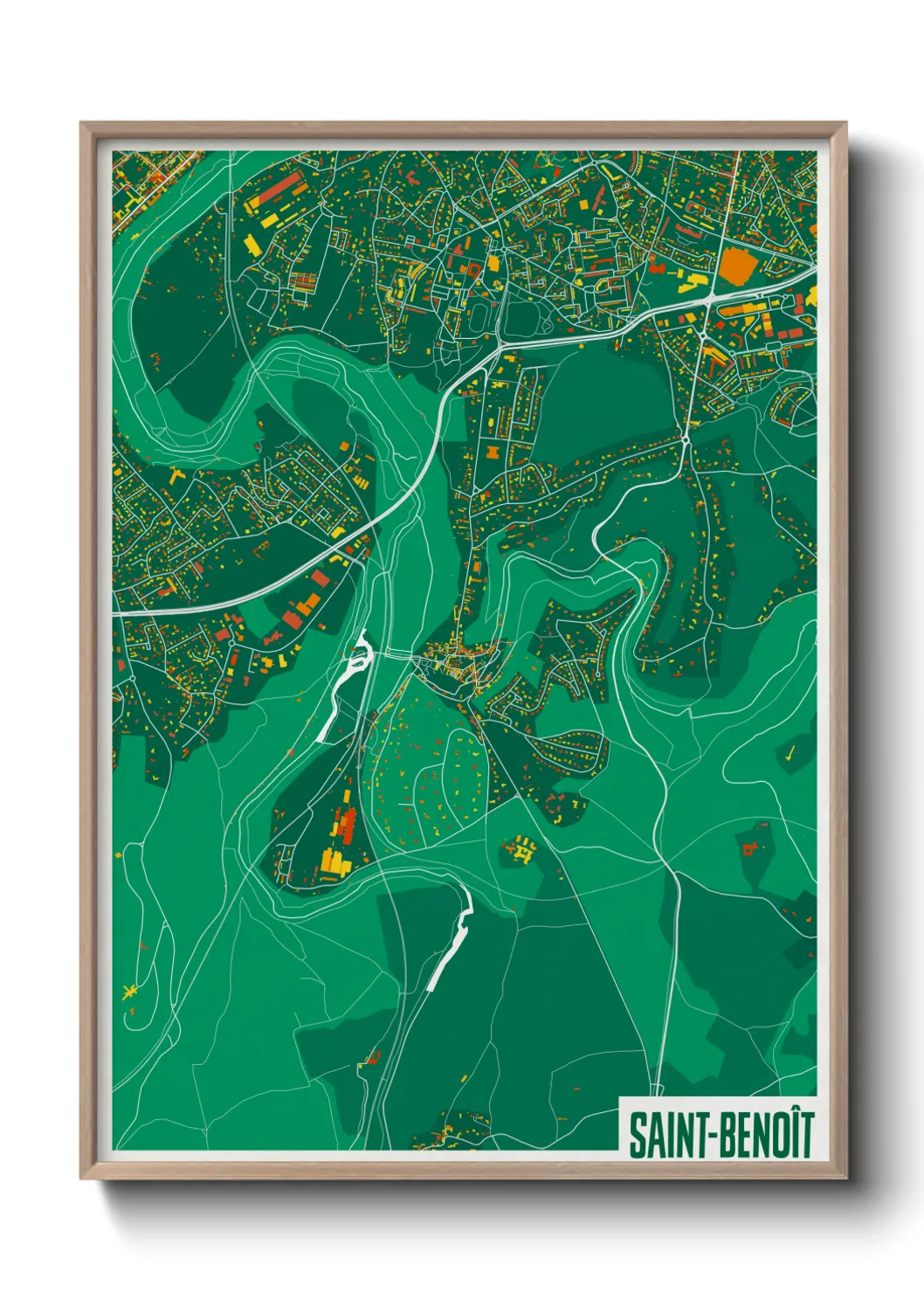 Une affiche de carte sur Saint-Benoît