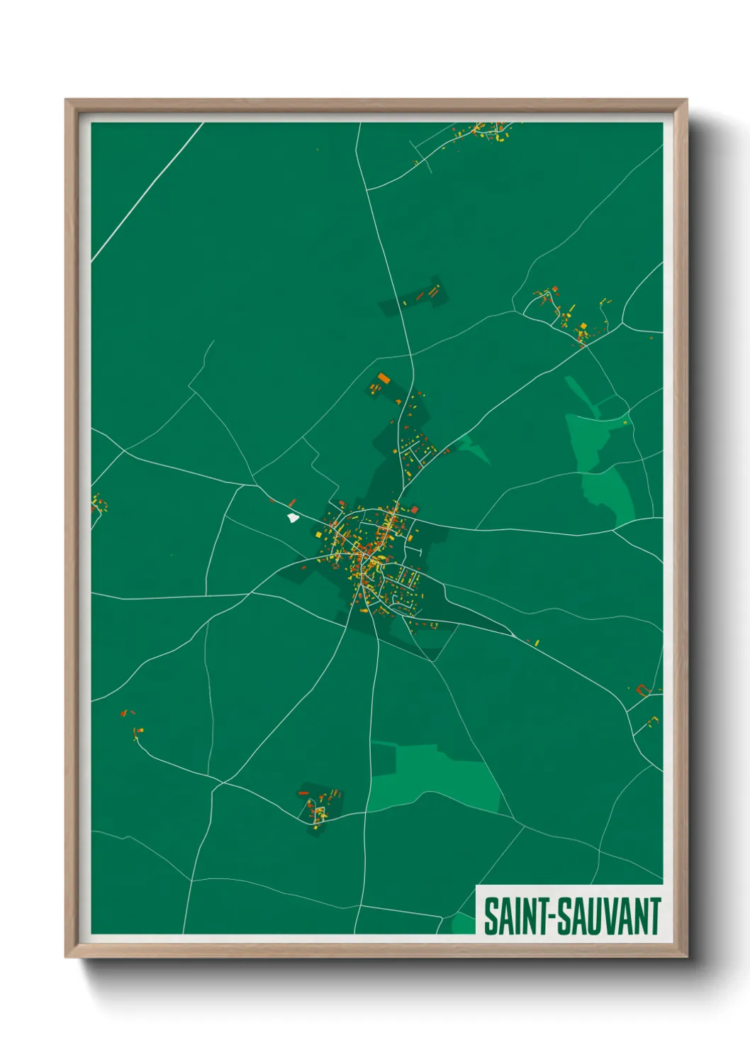 Une affiche de carte sur Saint-Sauvant