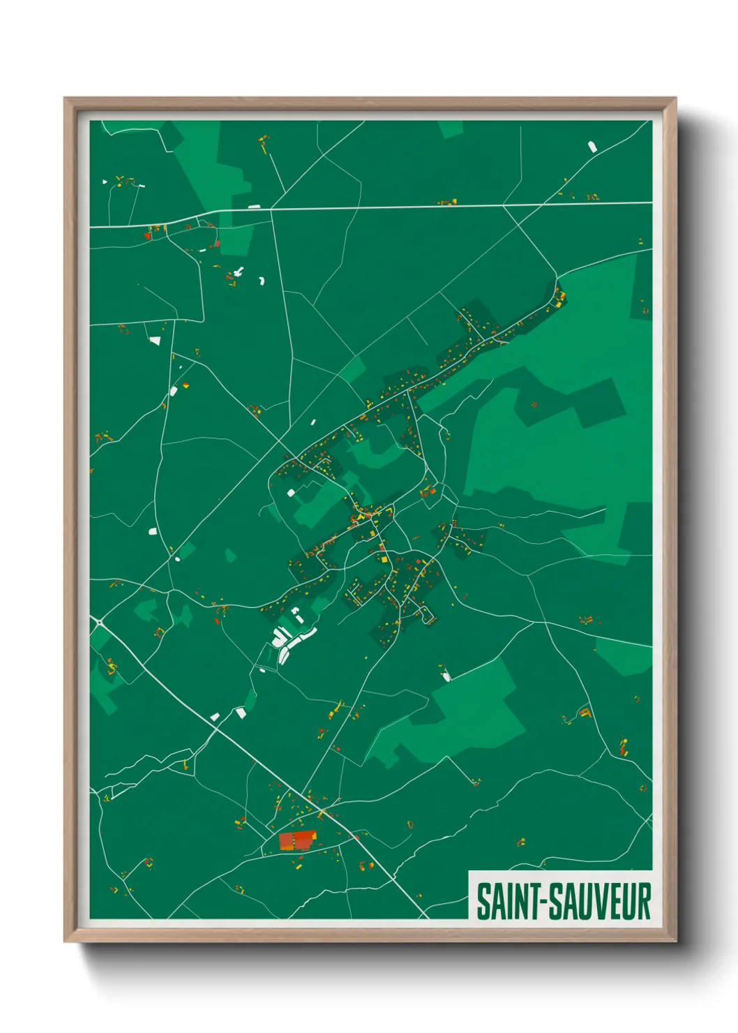 Une affiche de carte sur Saint-Sauveur