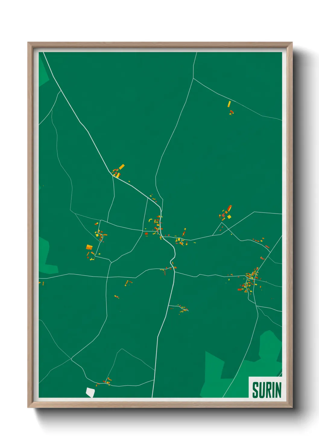 Une affiche de carte sur Surin