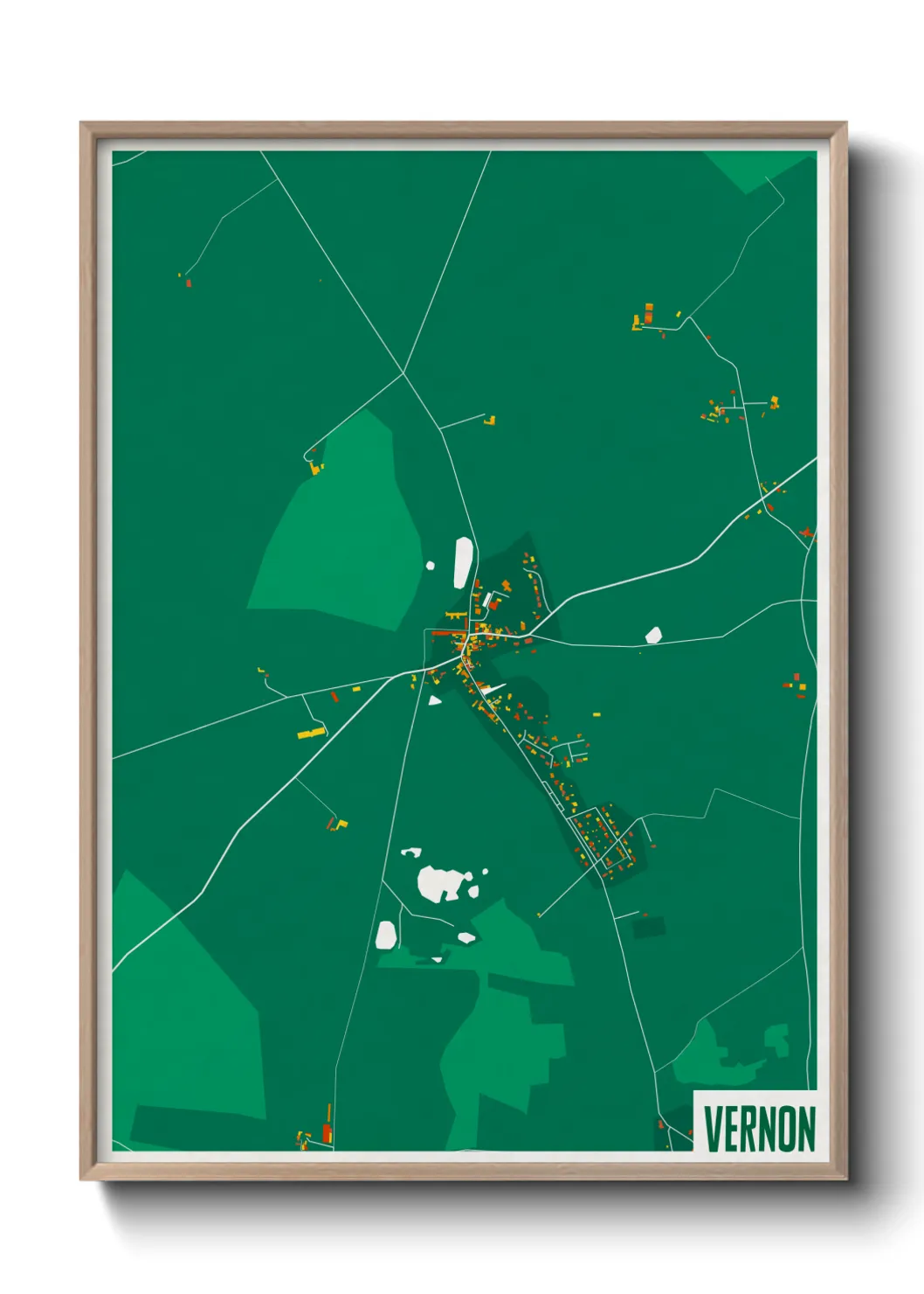 Une affiche de carte sur Vernon