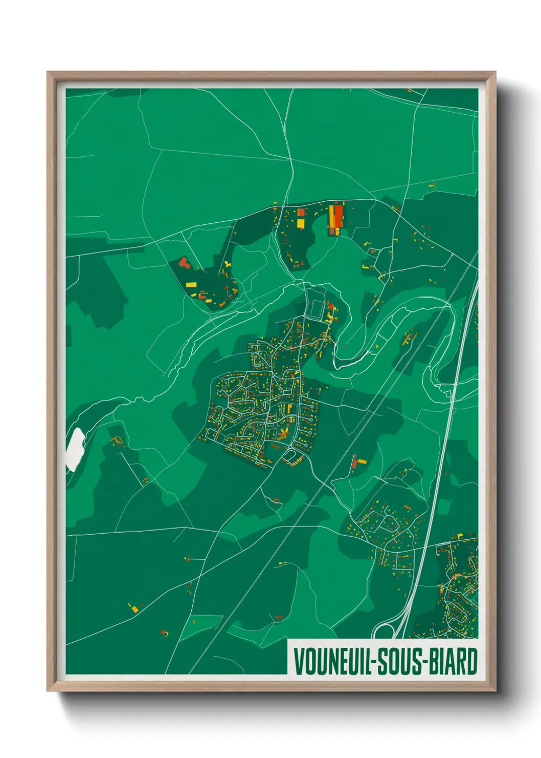 Une affiche de carte sur Vouneuil-sous-Biard