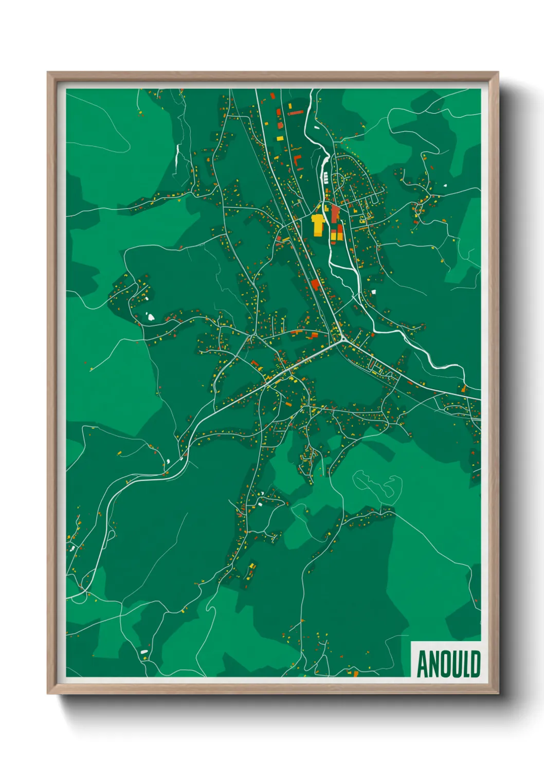 Une affiche de carte sur Anould