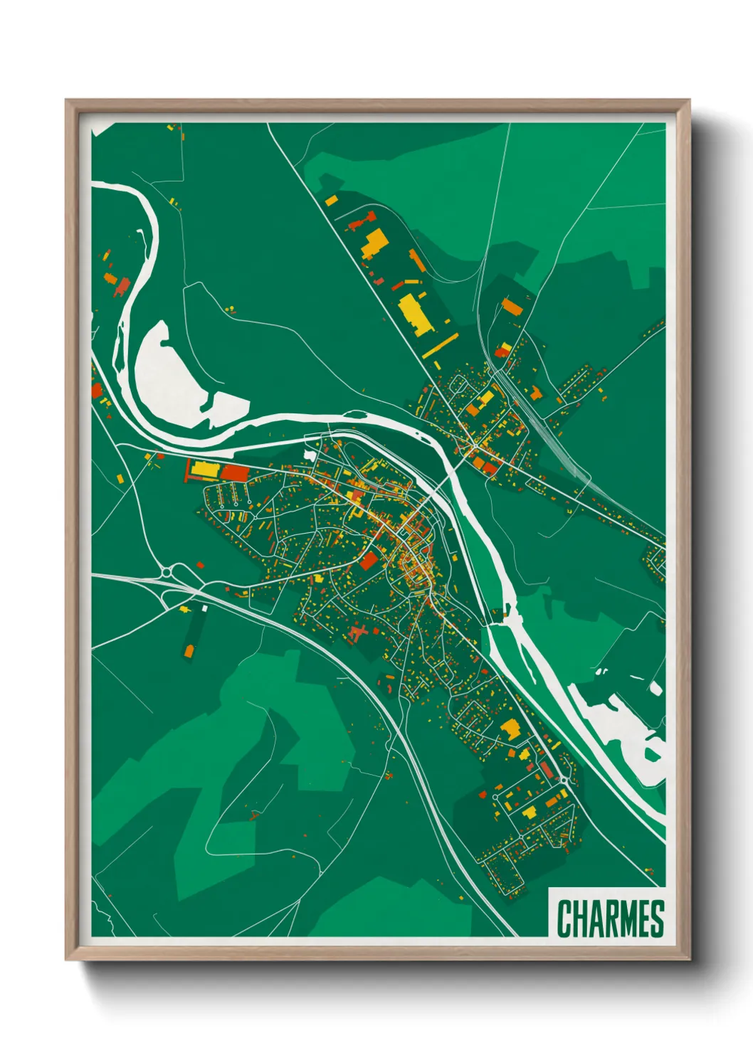 Une affiche de carte sur Charmes