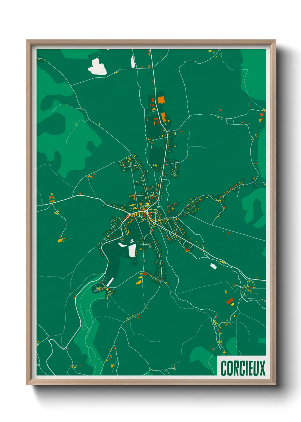 Une affiche de carte sur Corcieux
