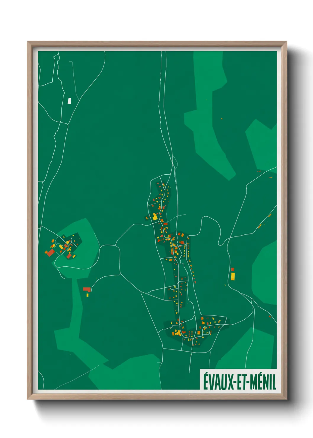 Une affiche de carte sur Évaux-et-Ménil
