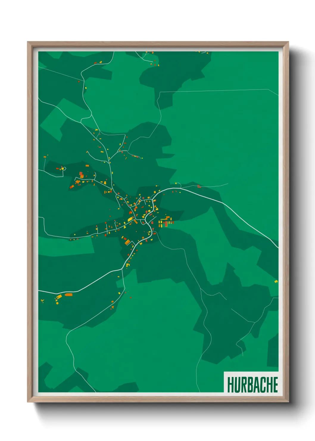 Une affiche de carte sur Hurbache