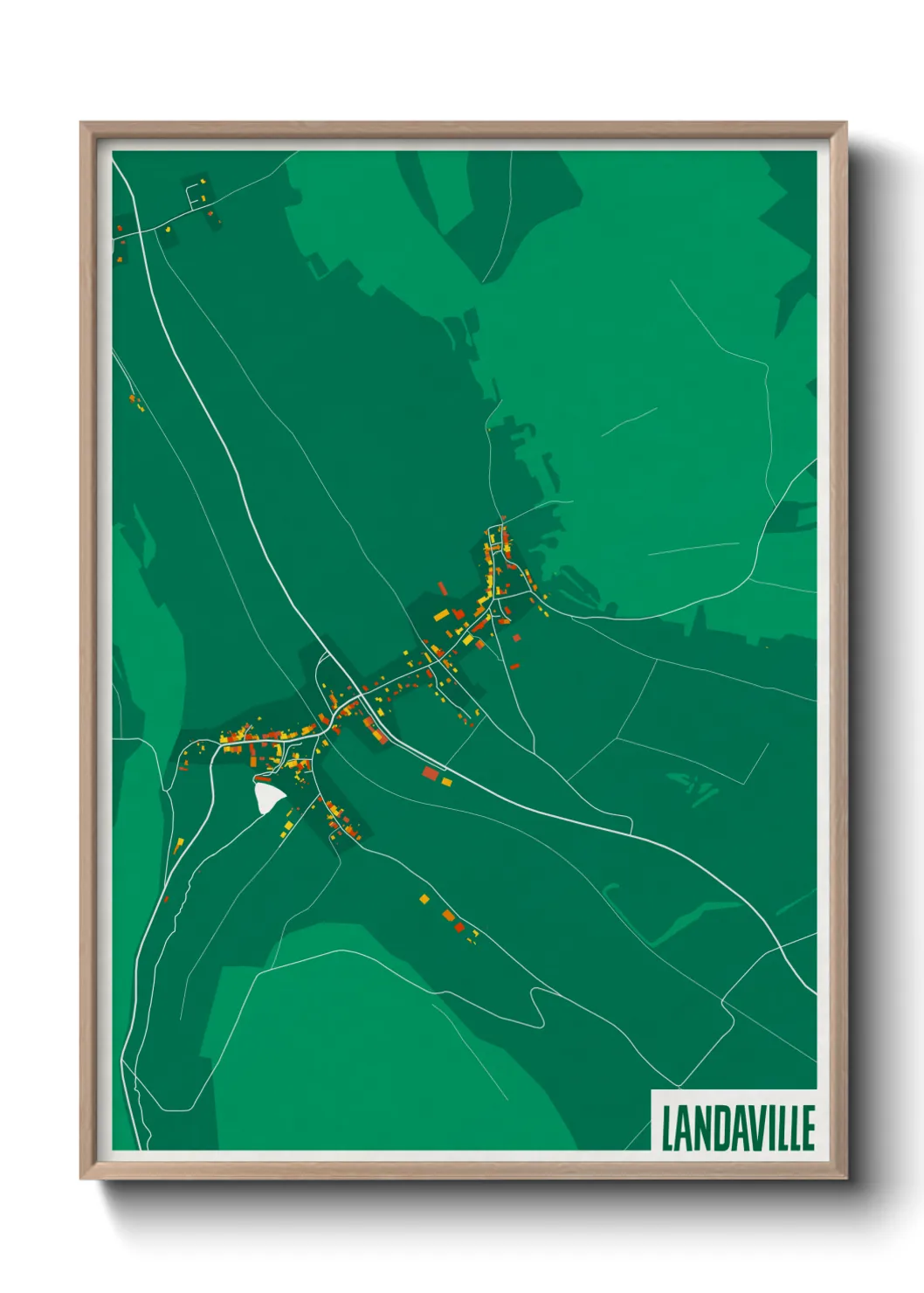 Une affiche de carte sur Landaville