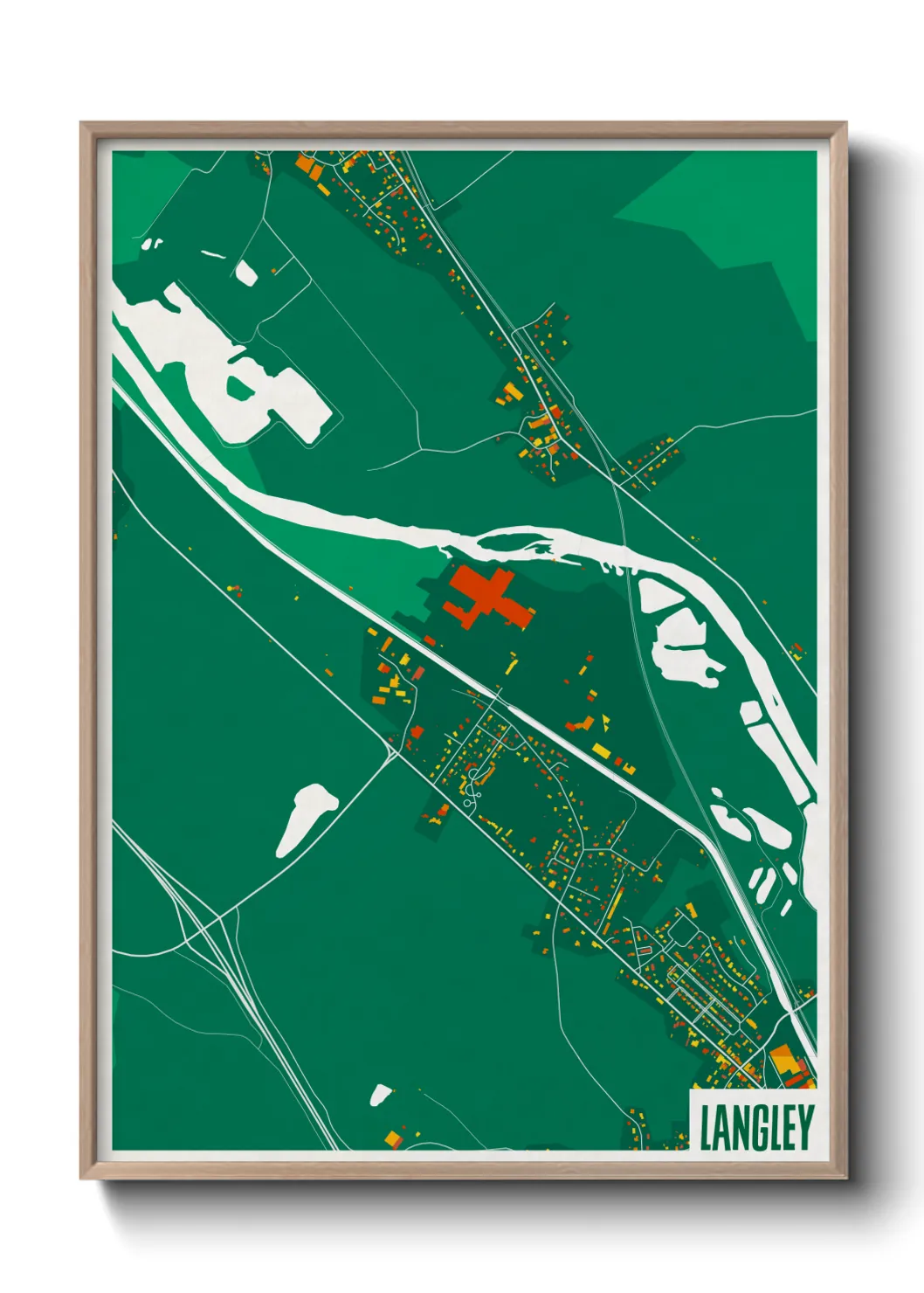 Une affiche de carte sur Langley