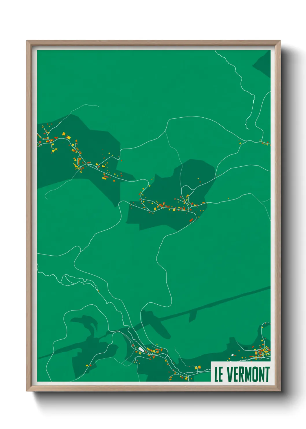 Une affiche de carte sur Le Vermont