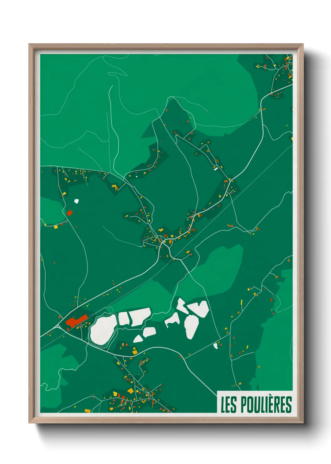 Une affiche de carte sur Les Poulières