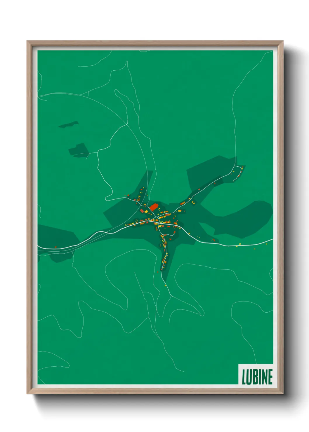 Une affiche de carte sur Lubine