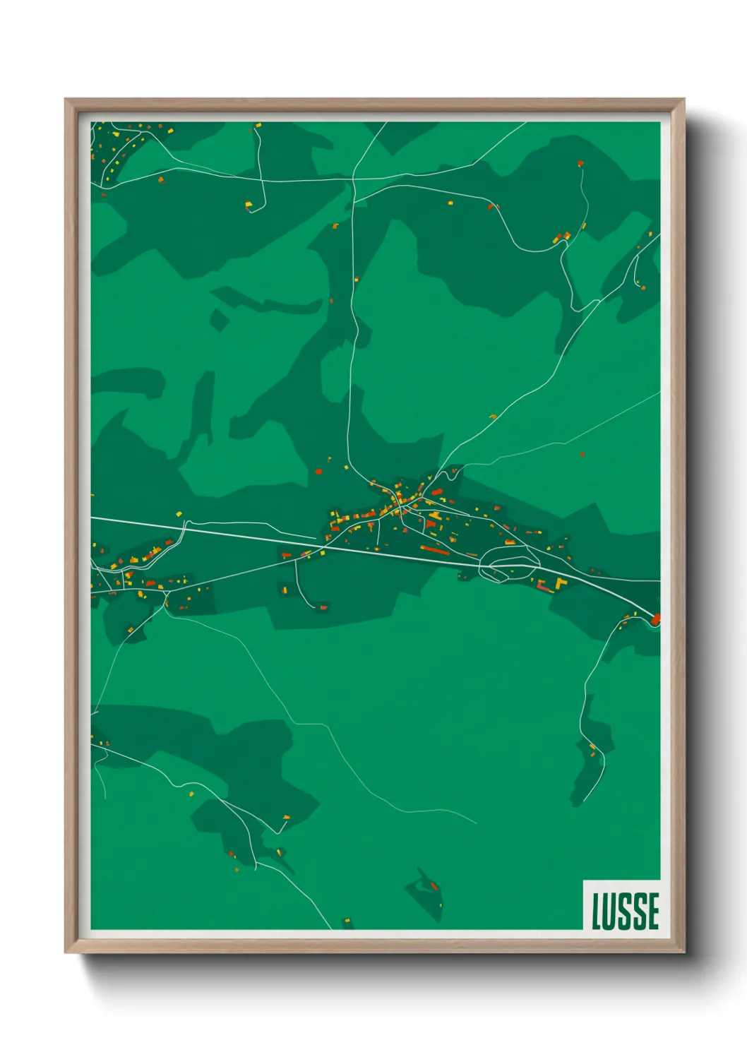 Une affiche de carte sur Lusse