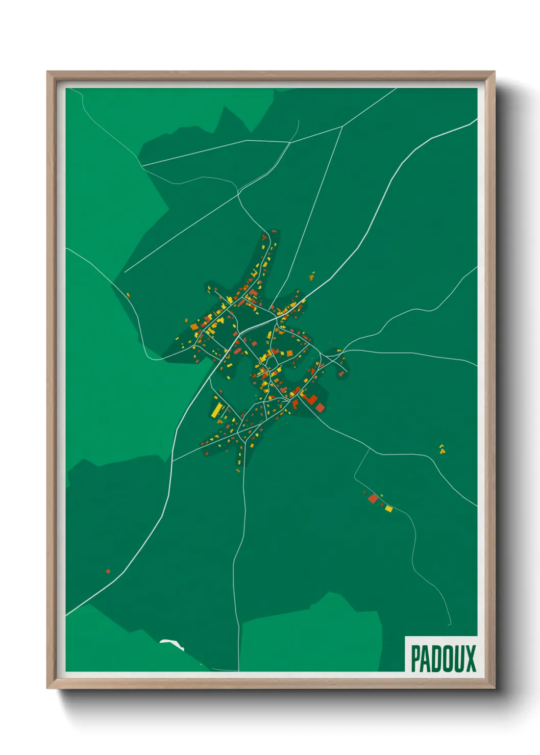 Une affiche de carte sur Padoux