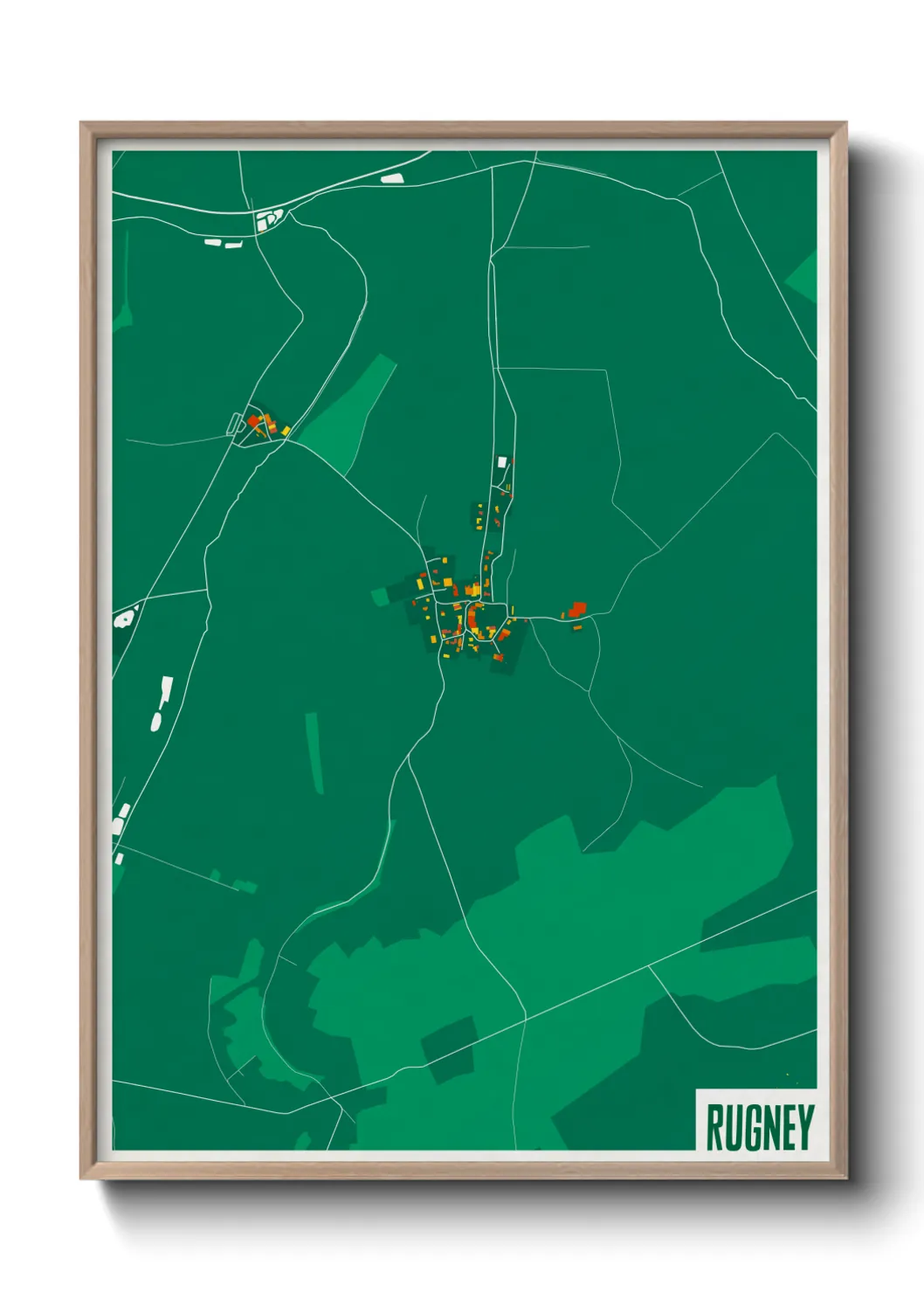 Une affiche de carte sur Rugney