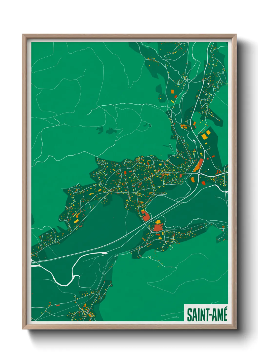 Une affiche de carte sur Saint-Amé
