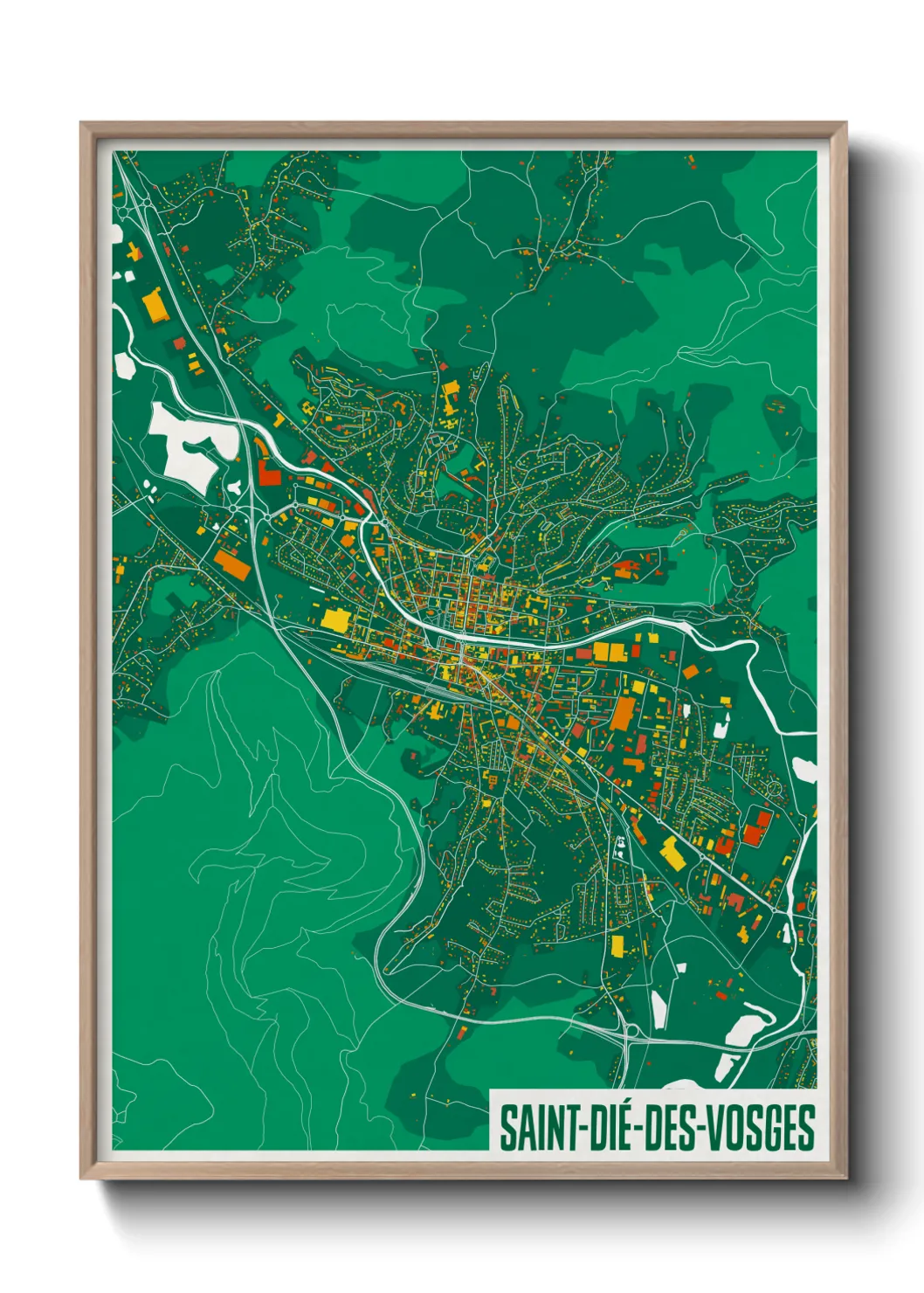 Une affiche de carte sur Saint-Dié-des-Vosges