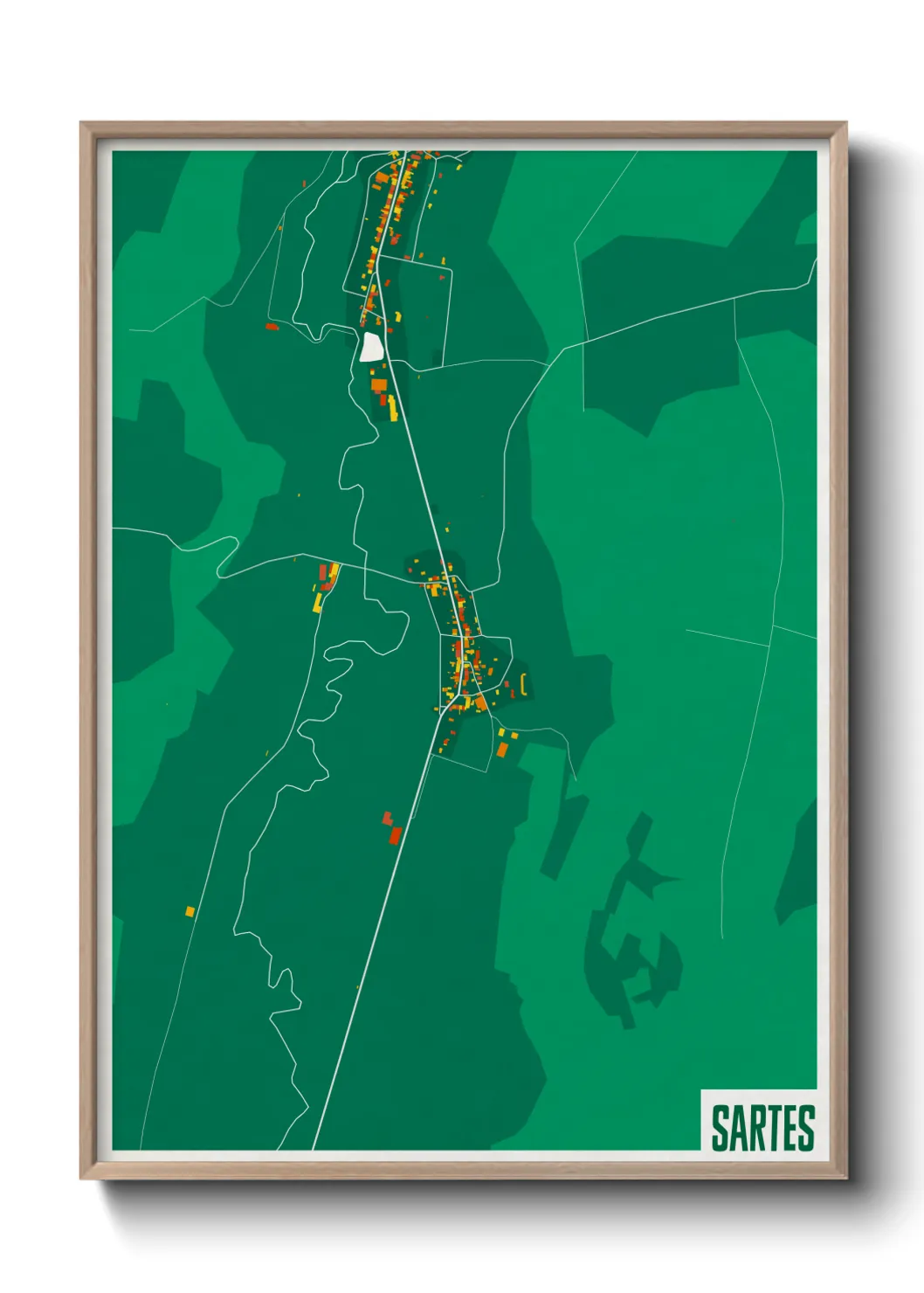 Une affiche de carte sur Sartes