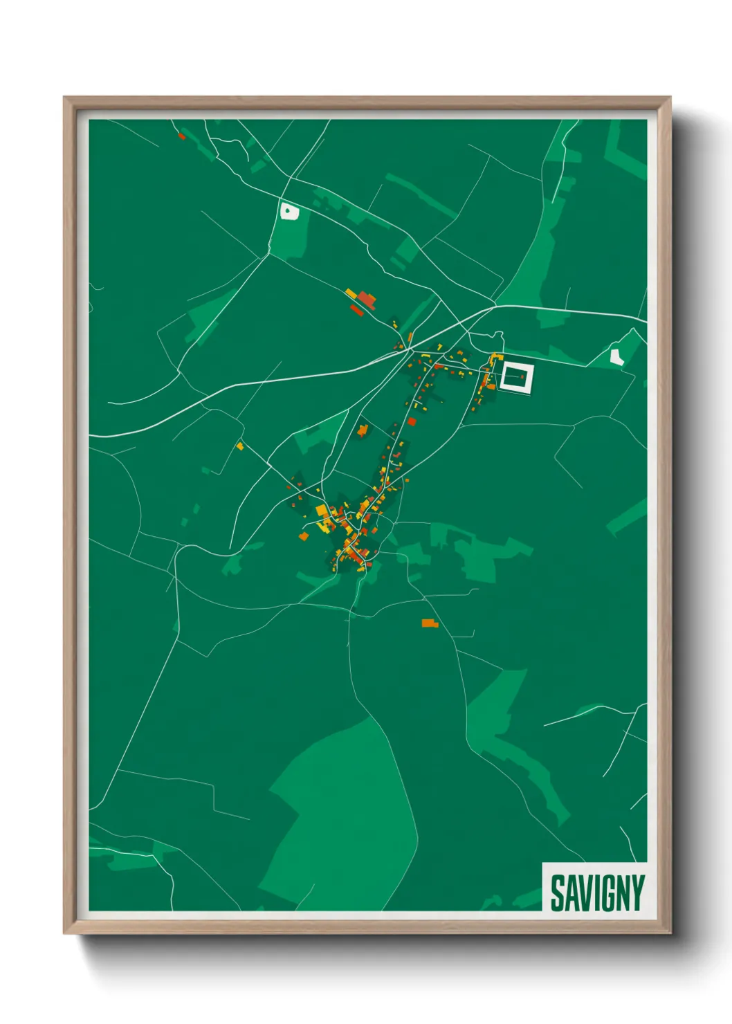 Une affiche de carte sur Savigny