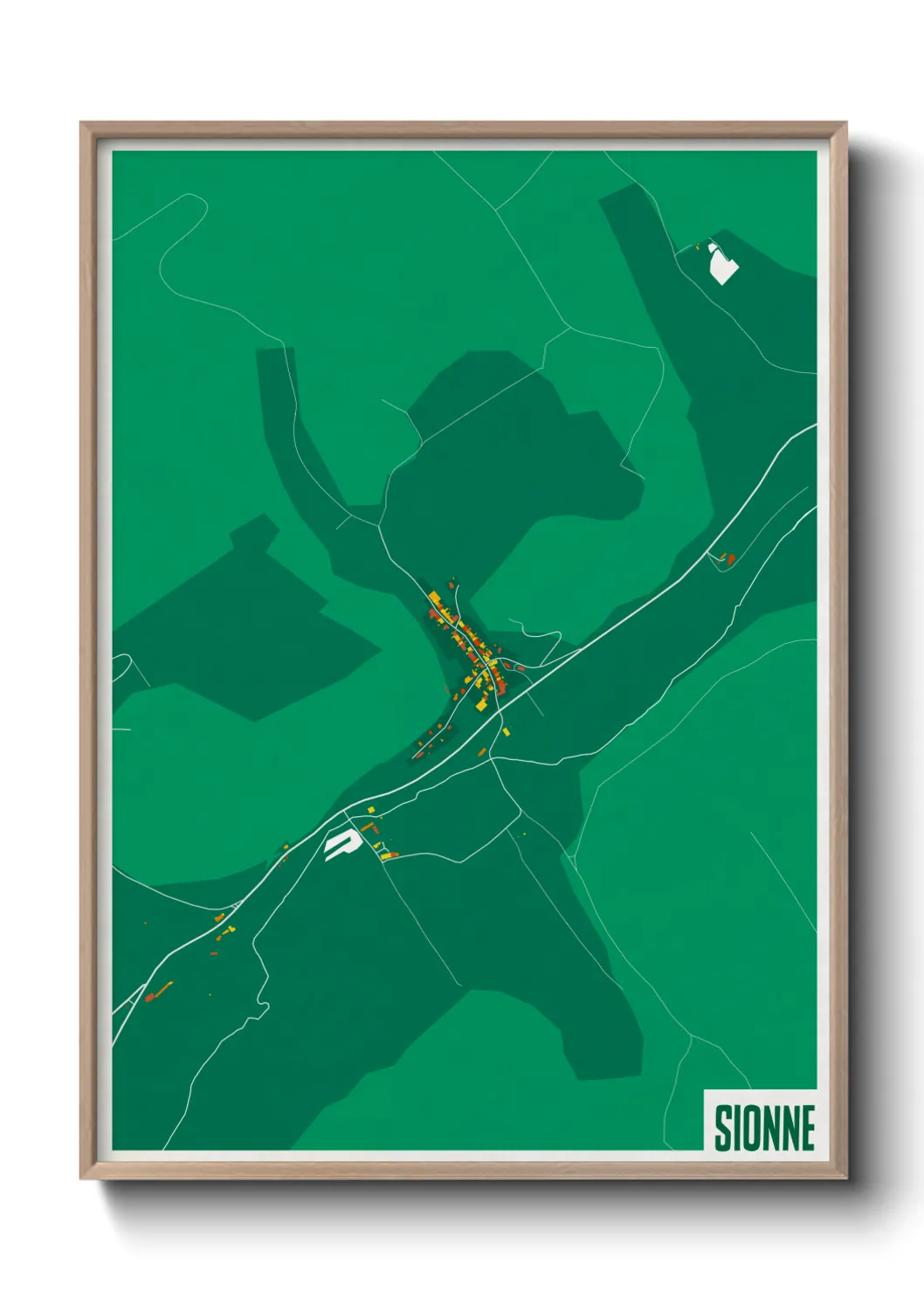 Une affiche de carte sur Sionne