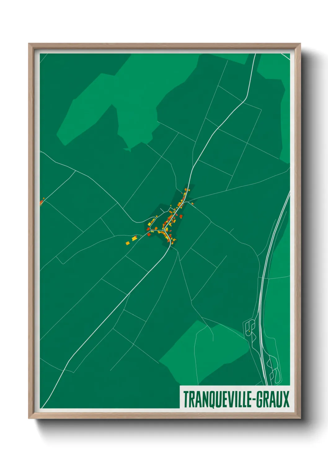 Une affiche de carte sur Tranqueville-Graux
