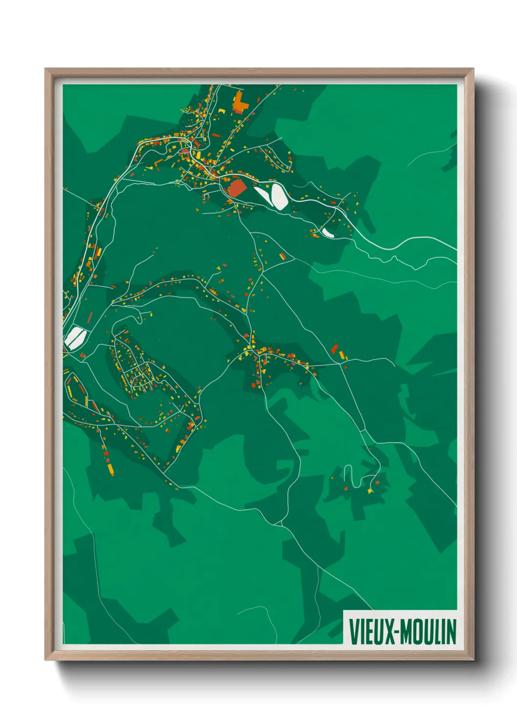 Une affiche de carte sur Vieux-Moulin