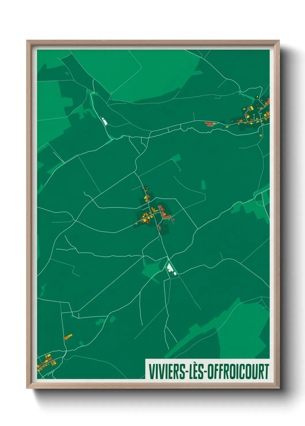 Une affiche de carte sur Viviers-lès-Offroicourt