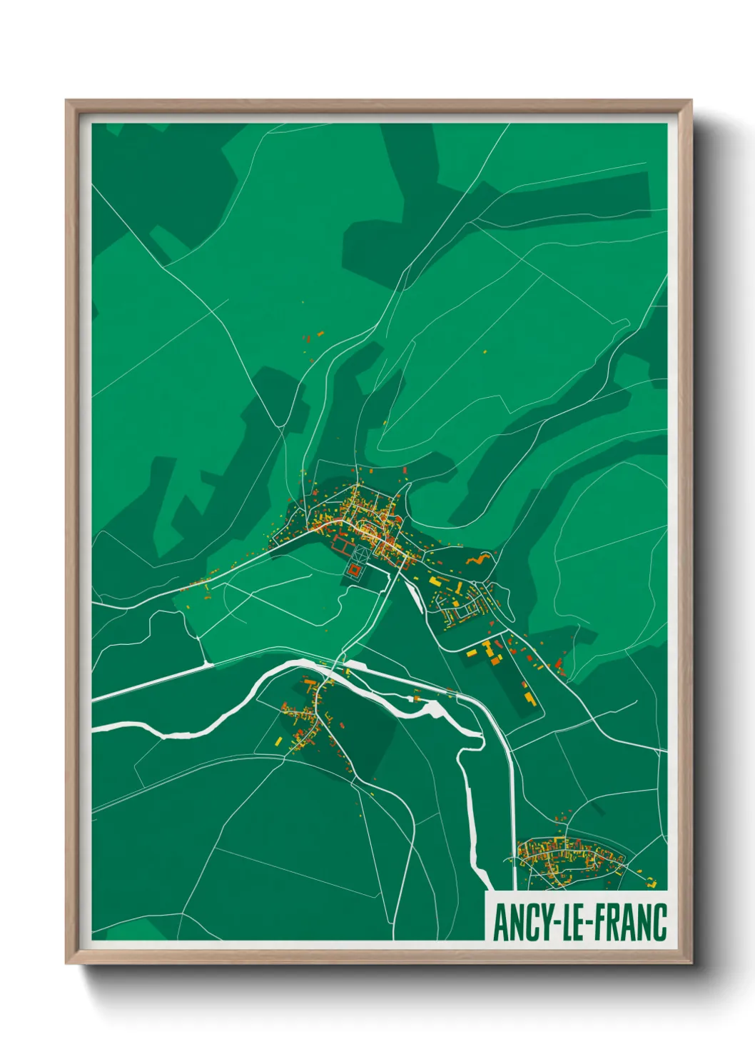 Une affiche de carte sur Ancy-le-Franc