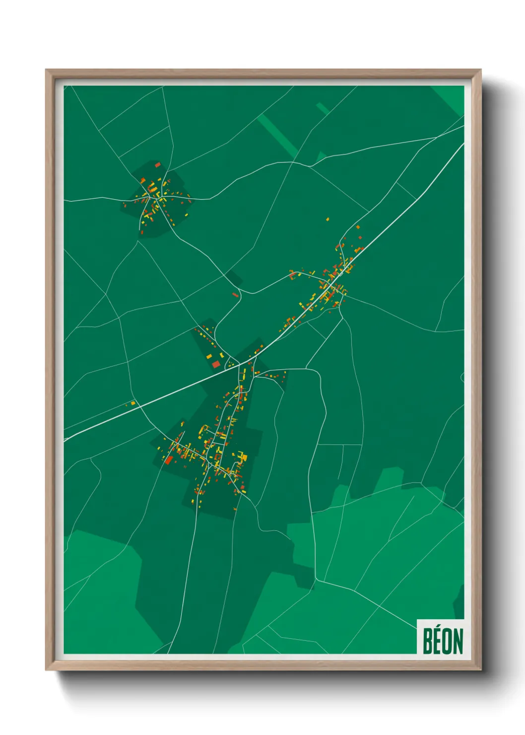 Une affiche de carte sur Béon