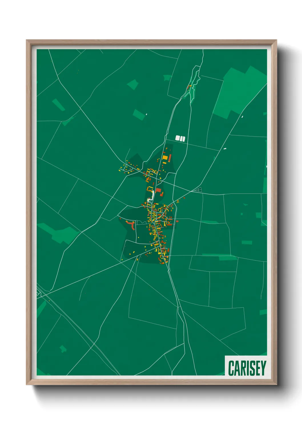 Une affiche de carte sur Carisey