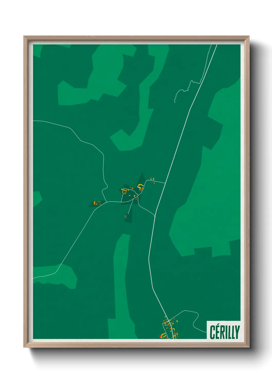 Une affiche de carte sur Cérilly