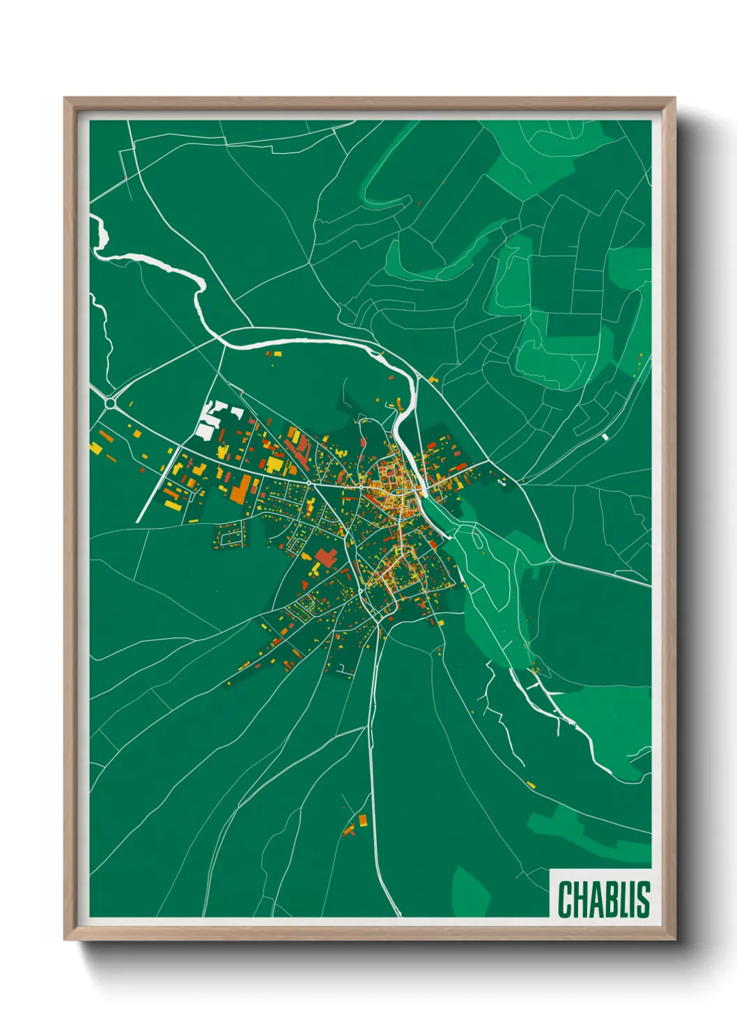 Une affiche de carte sur Chablis