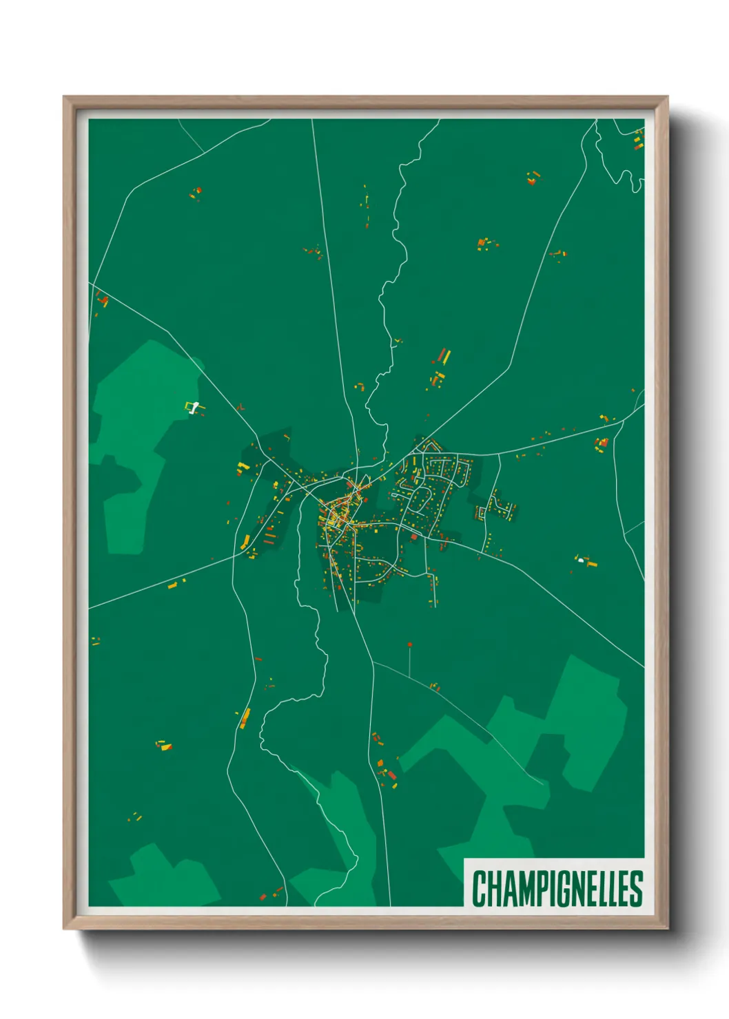 Une affiche de carte sur Champignelles